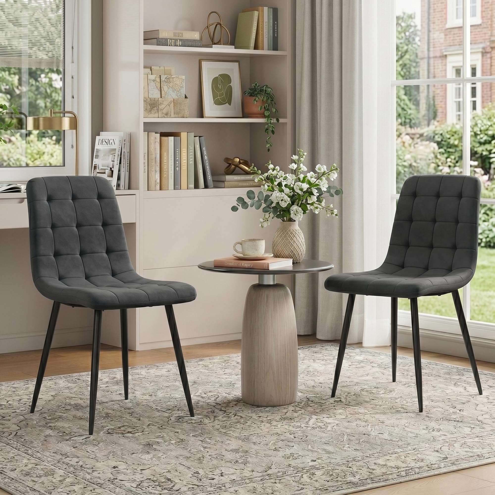 YOUDENOVA Esszimmerstühle 4er Set, Samtstühle für Esszimmer, Dunkelgrau