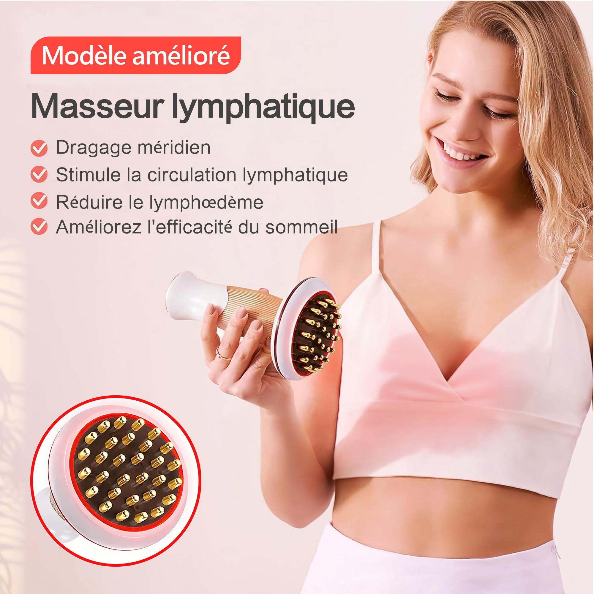 Appareil de Drainage Lymphatique Anti-Cellulite Masseur Électrique pour Fascias et Muscles Raffermissement de la Peau Massage d'Acupression 45 Niveaux d'Intensité EMS Vibration et Chaleur Infrarouge