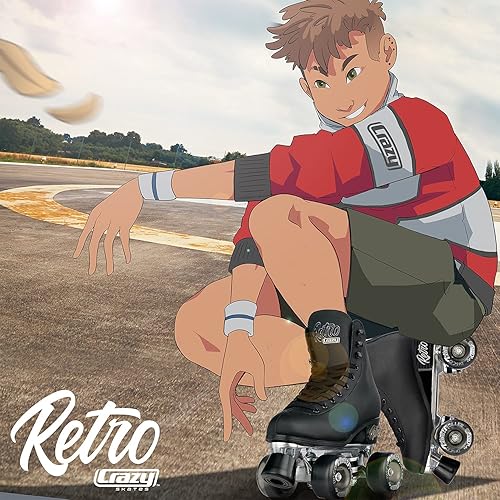 Vista 6 de Crazy Skates Patines retro Tamaños ajustables o fijos Patines clásicos para mujeres y niñas - Negro (ajustable) (Talla: Mediano 3-6)