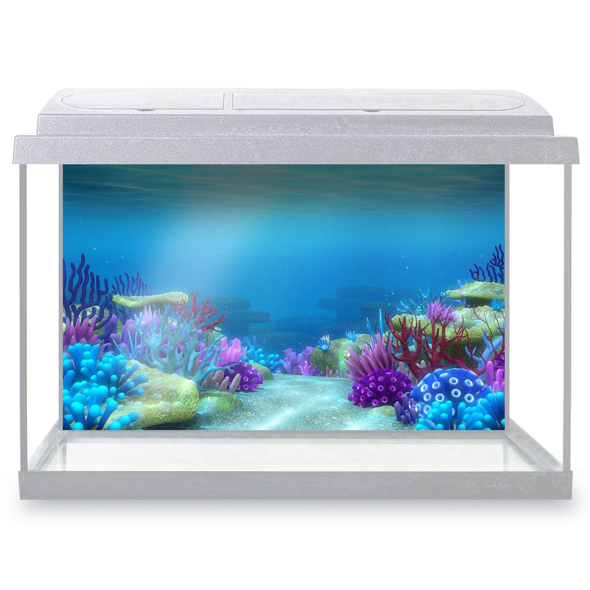 DV DESIGN Aquarium Fish Tank Background 77x47 cm - Colorful Coral Reef Ocean Underwater World Sea Marine Aquatic Static Cling Vinyl Vivarium Terrarium External Application #500023 โ image 1