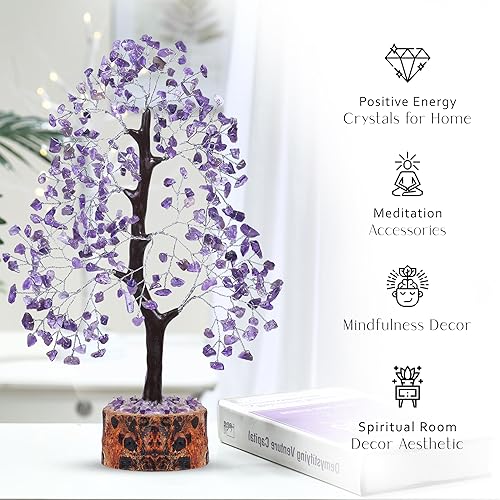 Miniatura 2 de Cristales de amatista, árbol artificial, árboles de dinero, cristales y piedras, decoración de escritorio para mujer, decoración de Feng Shui,
