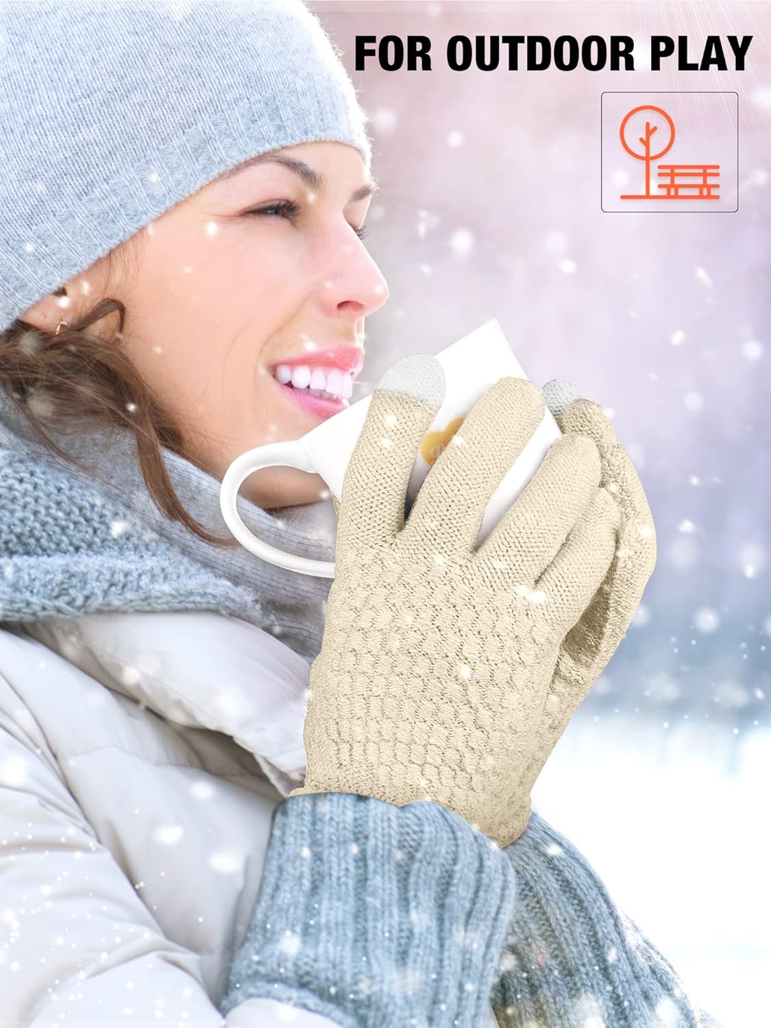 SATINIOR 6 Pair Women Winter Touch Screen Gloves Warm Fleece Lined Knit Gloves for Women(Vivid Colors) - Image 5