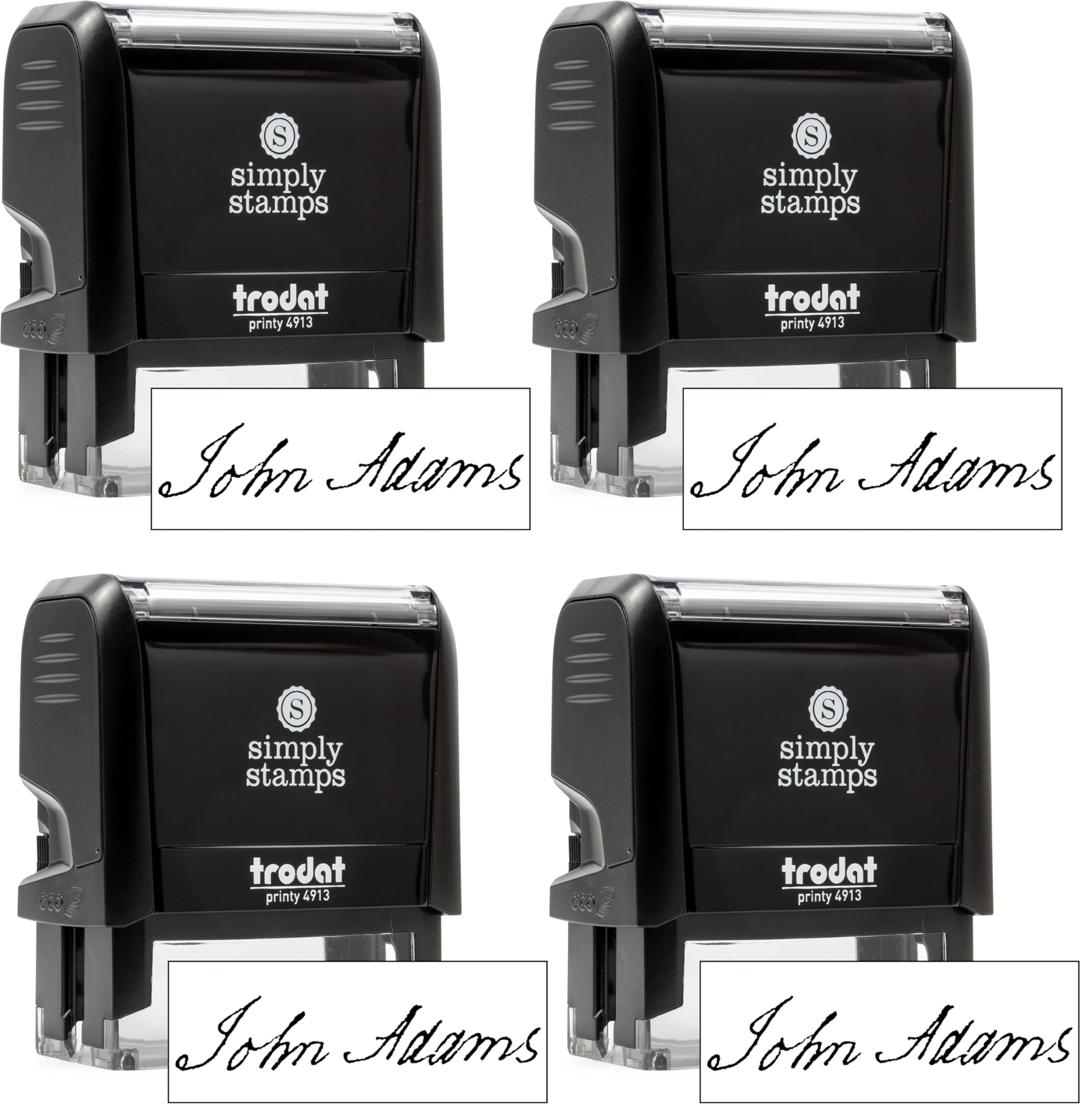 Custom Signature Stamp - Personalized Insignia - Self-Inking - Your Choice of 7 Ink Colors! (4, Large)