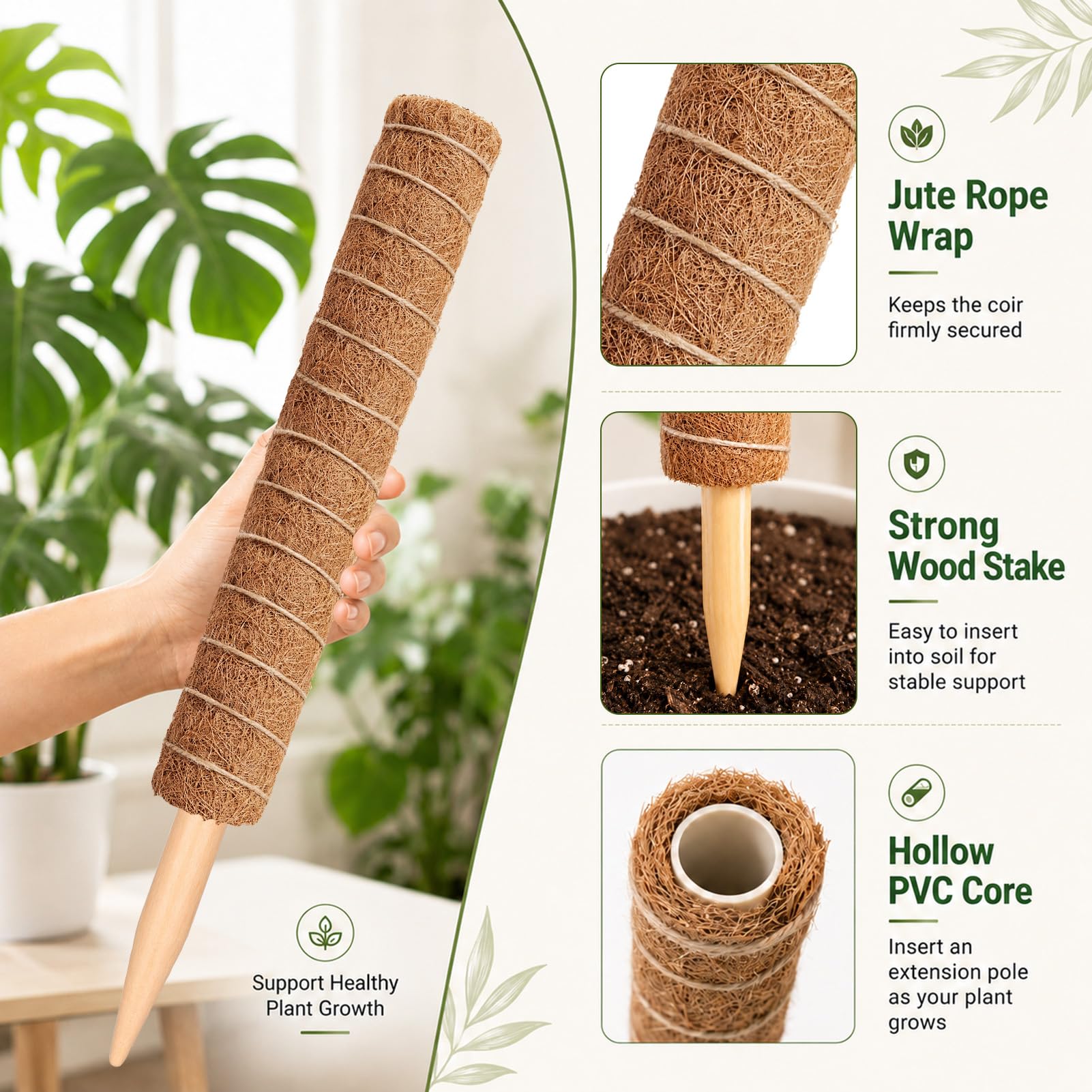 Fabulas Moss Pole - 48 Inch for Monstera & More -3 Fabulas Moss Pole - 48 Inch for Monstera & More -3