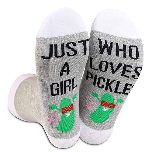 LEVLO Pickle Socks Pickle Lover Gift Just A Girl Who Loves Pickles Novelty Socks - Who Loves Pickles