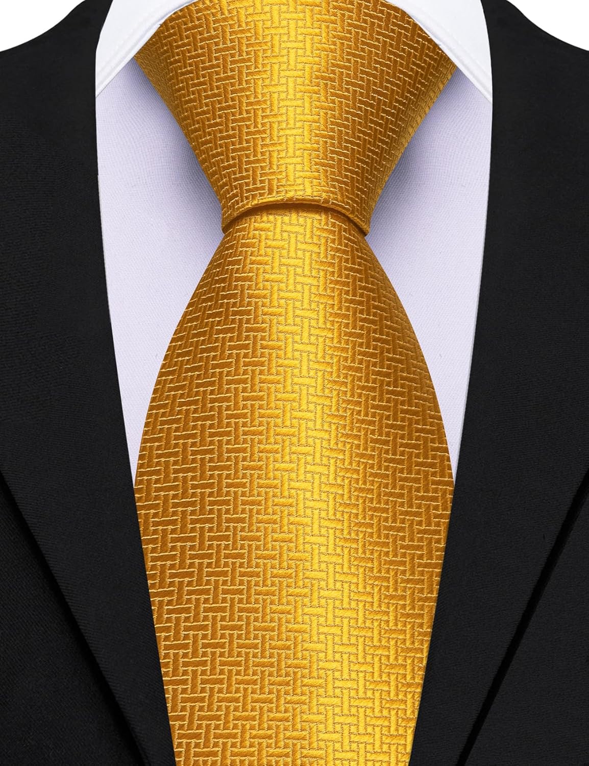 Barry.Wang Plaid Ties Mens Silk Necktie and Tie Clip Checkered Tie for Wedding Party Business Formal - Image 4