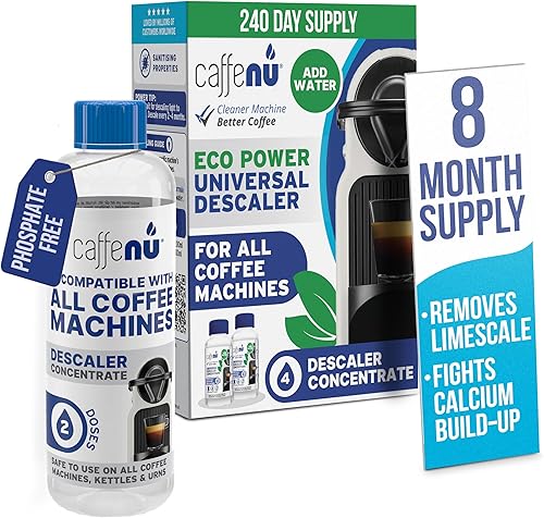 Solución universal de descalcificación para máquina de café. Líquido descalcificador para máquina de café 4 usos. Kit descalcificador. Parte de tu