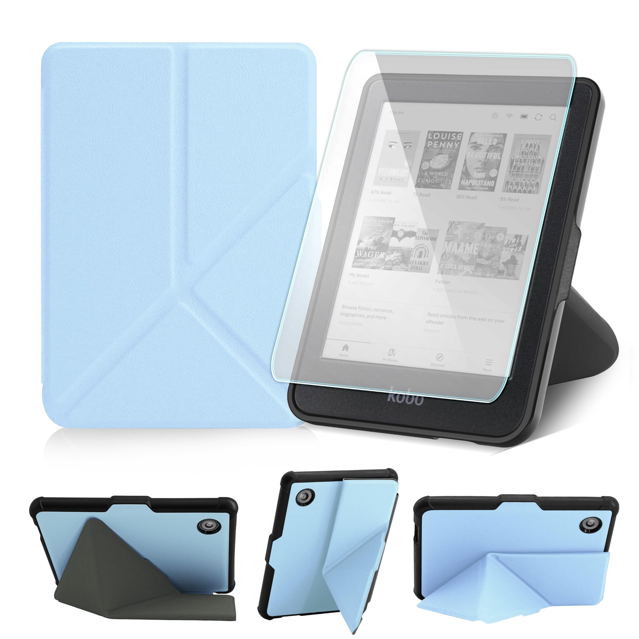 Case for 6" Kobo Clara Colour/BW/2E Ereader, Includes a Screen Protector - 6 Inch Premium PU Leather Cover with Auto Sleep/Wake (Starry Night, 6 icnh) — view 9