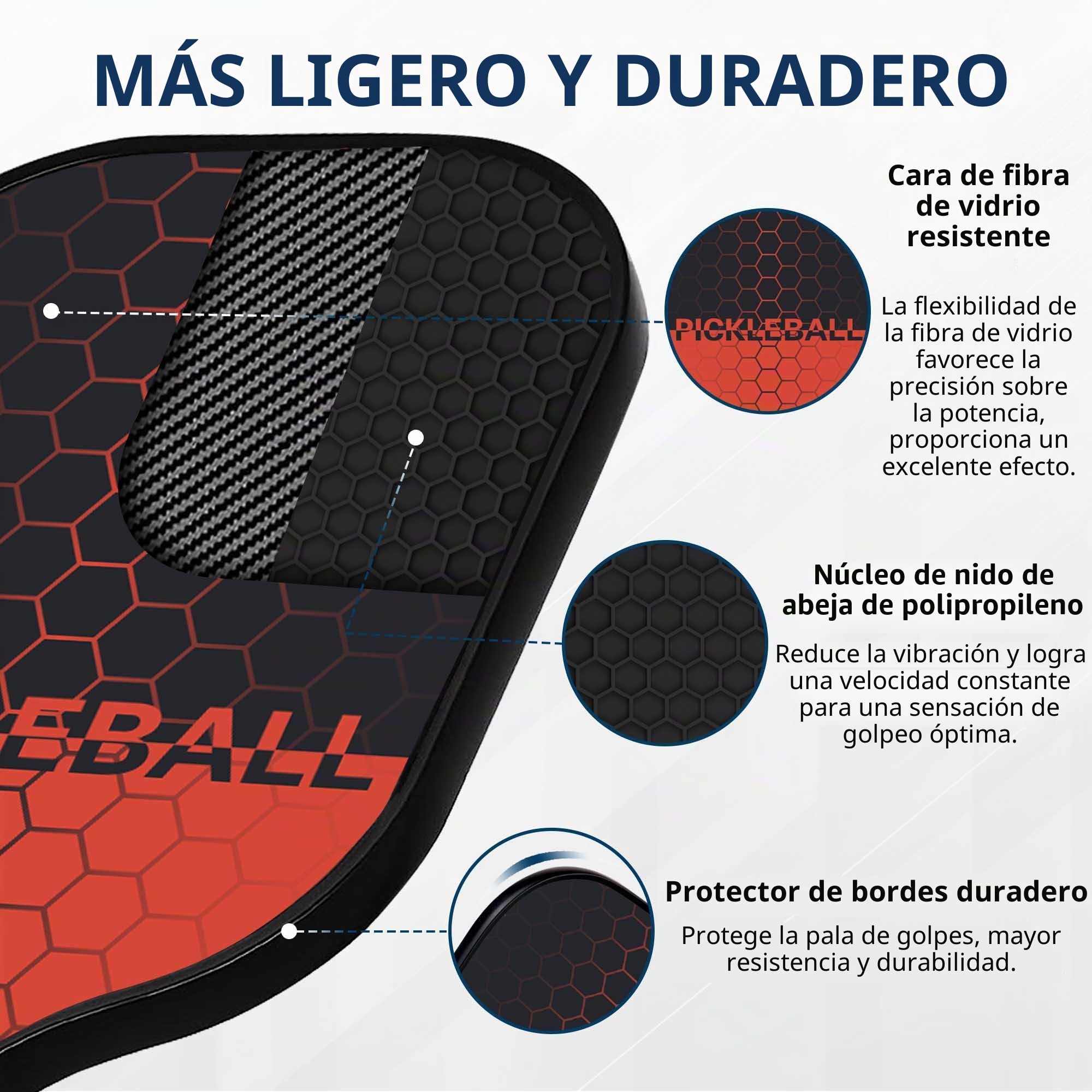 Palas de Pickleball, Pickleball Set Raquetas Juego de Palas de Pickleball con 4 Pelotas y Bolsa Portátil, Deportes de Pickleball de Interior y Exterior para Hombres Mujeres