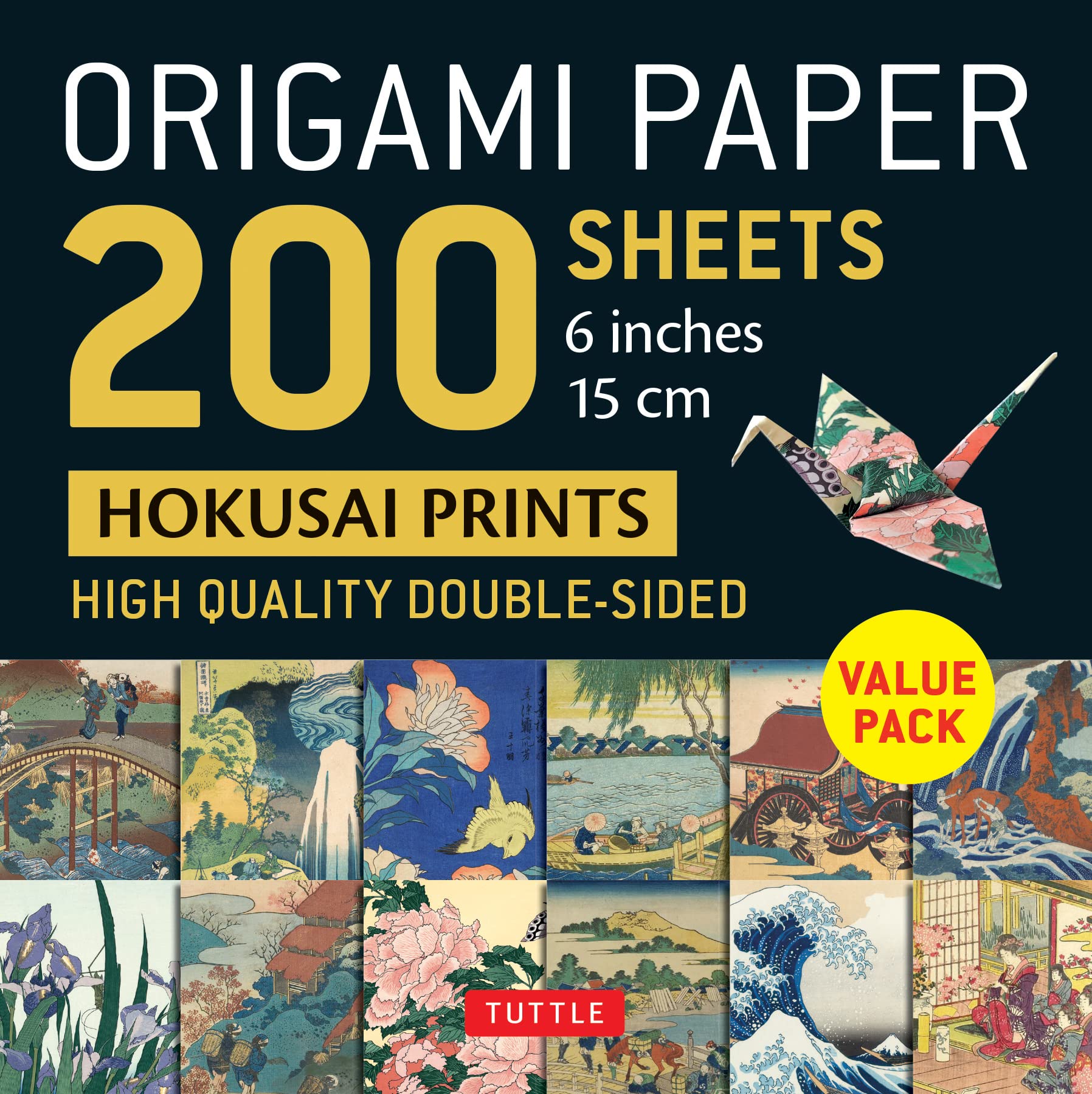 Origami Paper 200 sheets Hokusai Prints 6" (15 cm): Tuttle Origami Paper: Double-Sided Origami Sheets Printed with 12 Different Designs (Instructions for 5 Projects Included)