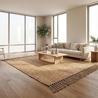 Jute-Teppich, handgewebt, wendbar, Boho – 152 x 213 cm