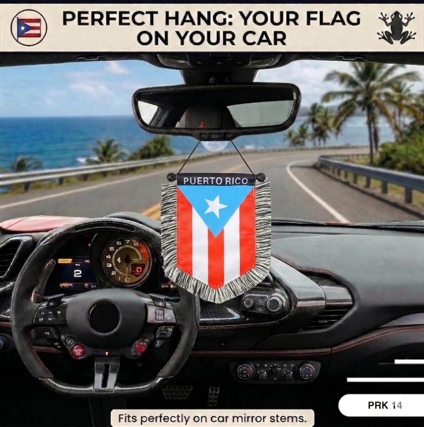 Puerto Rico Flag for car Light Blue – Premium Boricua Flag Banner for Car, Home, or Office | Soft Fabric, Vivid Colors, Easy to Hang | Puerto Rican cars flags Pride Decoration