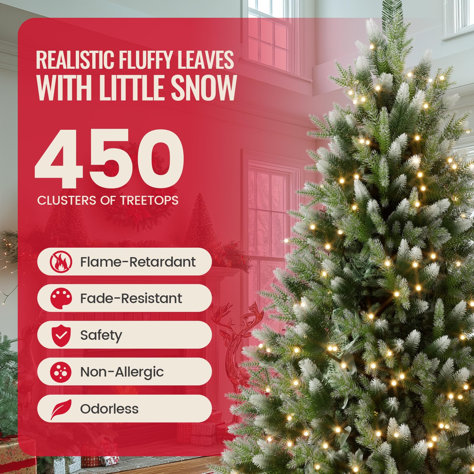 HOMCOM Albero di Natale 150 cm Artificiale in Plastica e Base in Metallo Pieghevole, Albero di Natale Finto con 1309 Rami Ignifughi, Facile da Montare, 105x150 cm, Verde