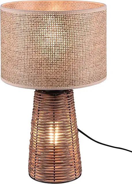 Trio Rattan Table Lamp with Jute Straw Shade - Brown Home Decor