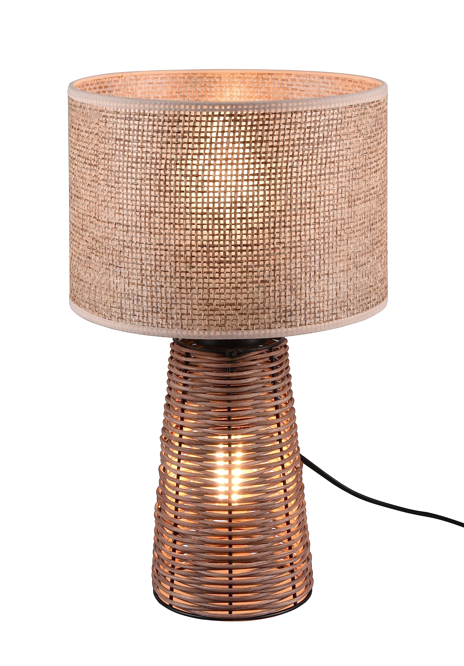 Trio Lighting Straw Lampada Da Tavolo In Rattan Colore Naturale Con Illuminazione Anche Nel...