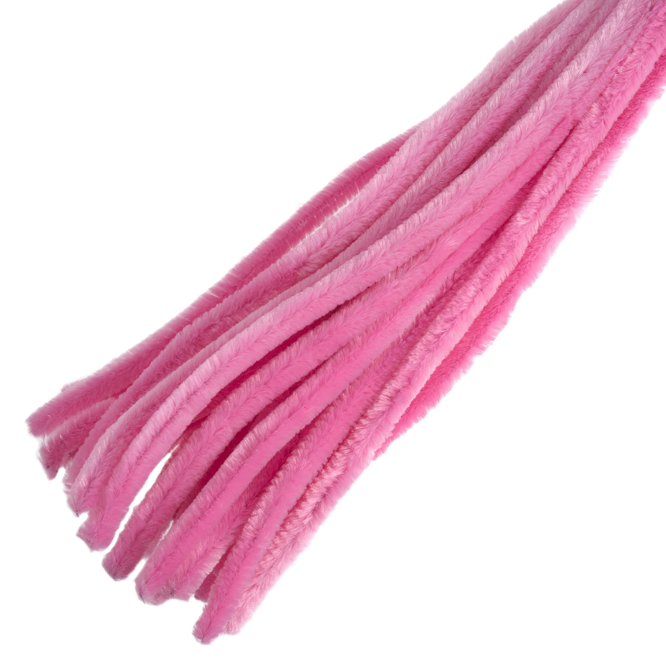 Craft Synthetic Chenille Stem Pipe Cleaners, 30cm x 12mm, Pink