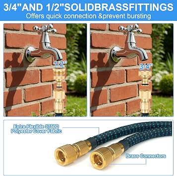 75FT Flexible Expanding Magic Hose Expandable Garden Hose with 10 Function Nozzle 4 Layer Latex and 3 Times Expanding Watering Hose Pipe Easy Storage Garden Water Hose