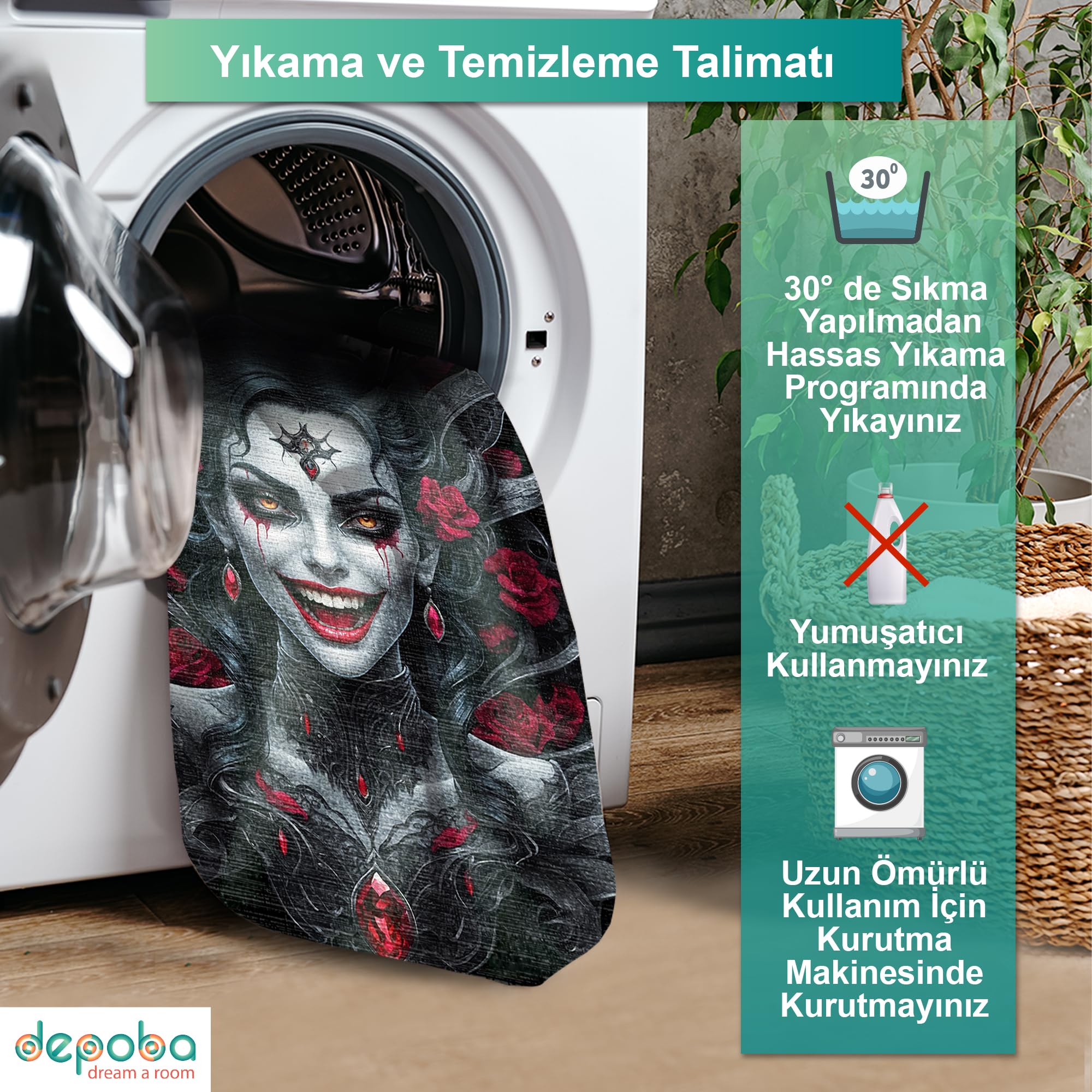 Depoba Wampe Kadife Oyuncu Odası Halısı Kaymaz Pamuk Tabanlı Yıkanabilir Antibakteriyel Yuvarlak Gamer, Gaming Halısı 100x100