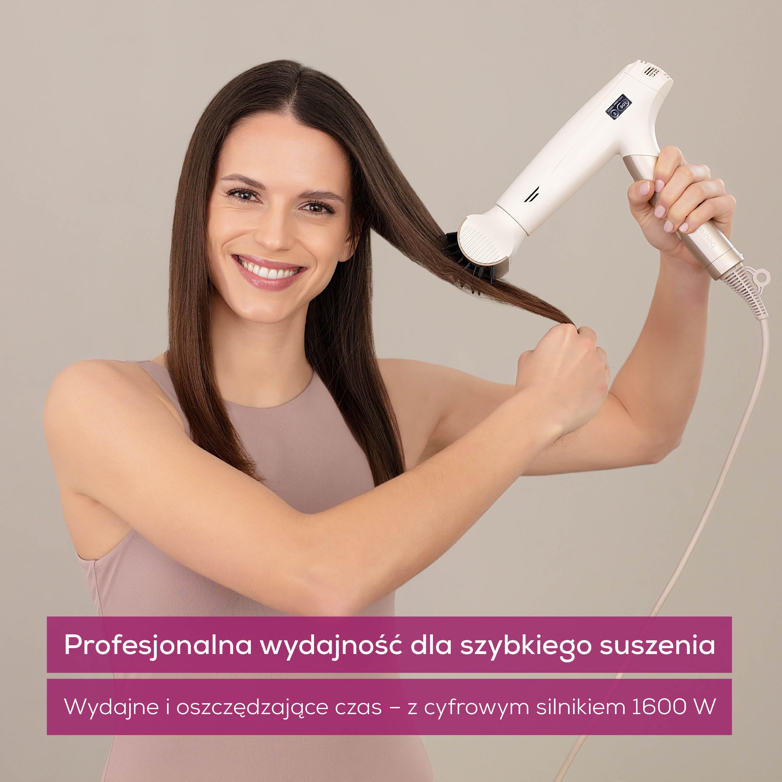 Beurer HC 150 FusionDry Pro Suszarka do włosów, ultralekka suszarka do włosów z wydajnym silnikiem cyfrowym, ergonomiczna, składana rączka idealna w podróży, w tym 4 akcesoria do stylizacji