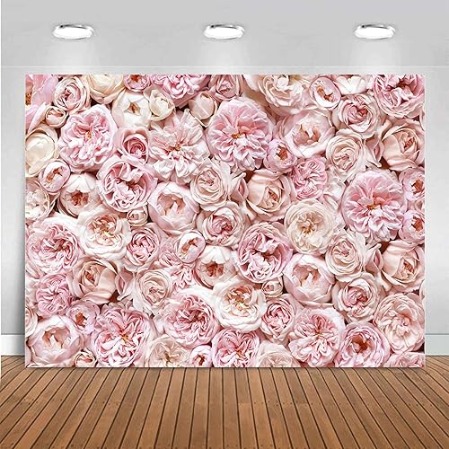 Flores de pared de rosas rojas rosas de 7 x 5 pies, fondos de fotografía con temática de boda, feliz cumpleaños, baby shower, fondo de fotos,