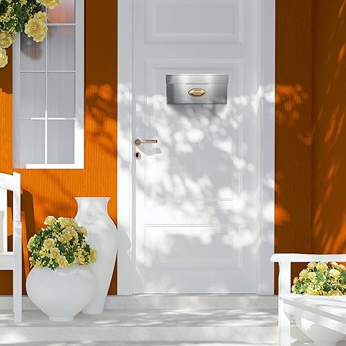 Miniatura 7 de Metateel Buzón de metal resistente, buzón de acero inoxidable para montaje en pared, buzón de correo de oficina, negocios, caja de paquetes para