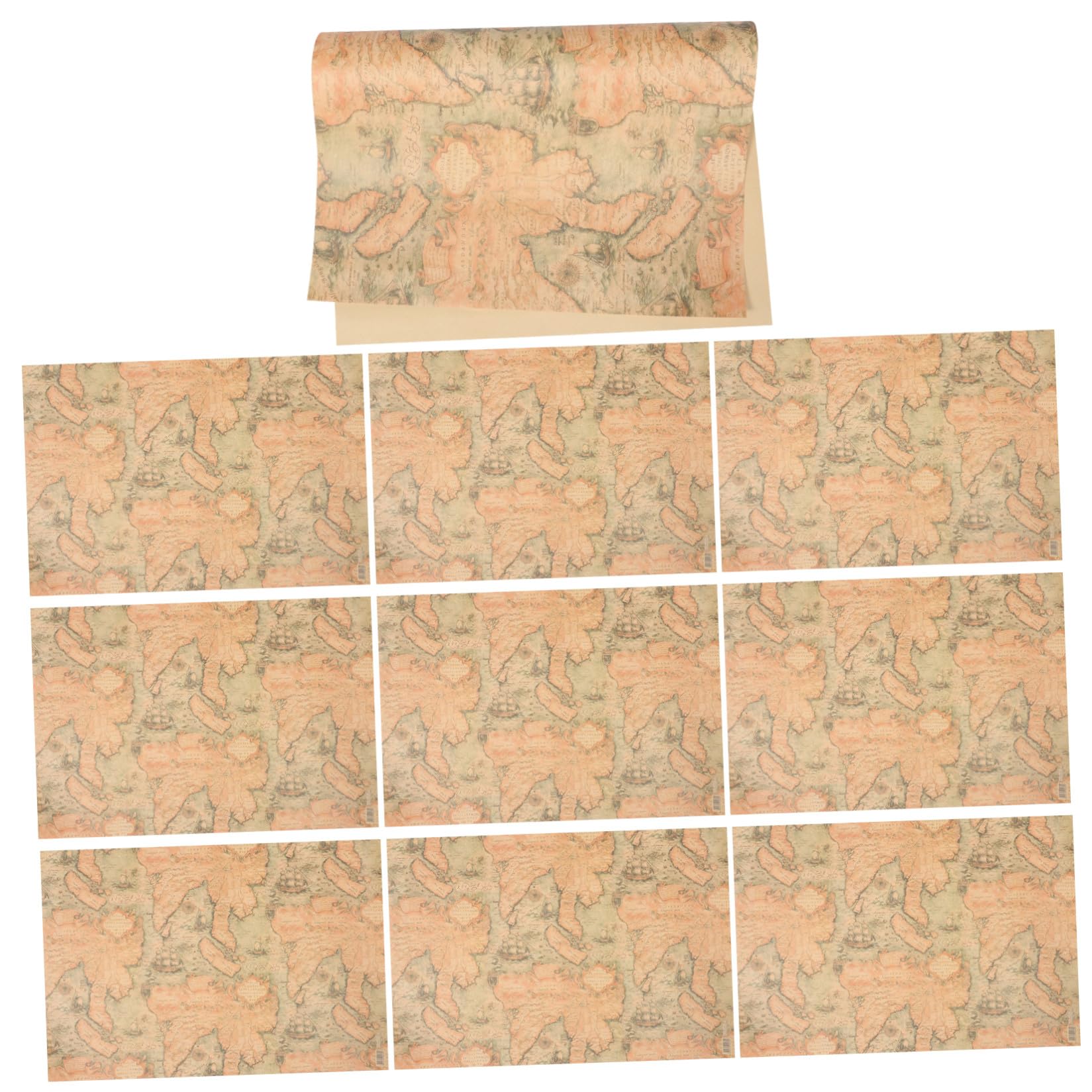 Healeved Carta Regalo Motivo Mappa, 10 Pezzi, Fogli Pieghevoli