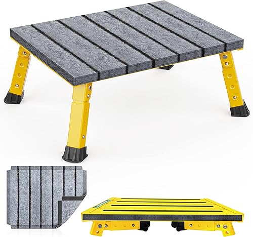 Miniatura 10 de Escalones de plataforma grande para caravana, taburete plegable de aluminio de altura ajustable de 3 niveles, escalón plegable ligero antideslizante