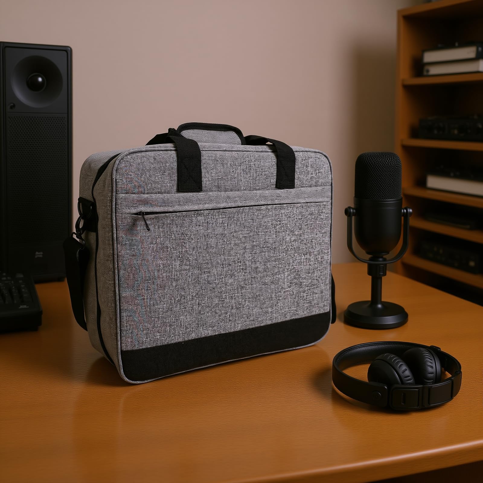 Estuche para Mezclador de Lona, ​​Bolsa Protectora para Consola de Mezcla de DJ con Múltiples Bolsillos y Correa Ajustable para el Hombro Bolsa de Viaje para Consola de Mezcla