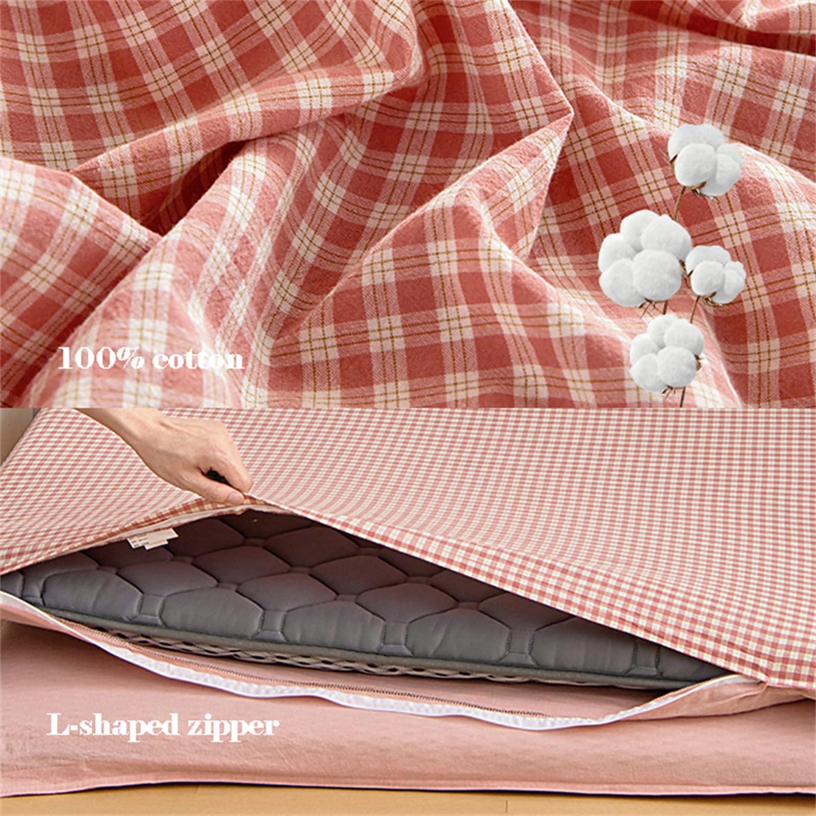 Housse De Matelas Futon en Coton avec Fermeture Éclair, Housse De Matelas De Sol Futon Japonais, Protection for Tatami De Sol Japonais, Lavable Et Facile À Enfiler/Retirer(Blue,160x210cm/63x83in)