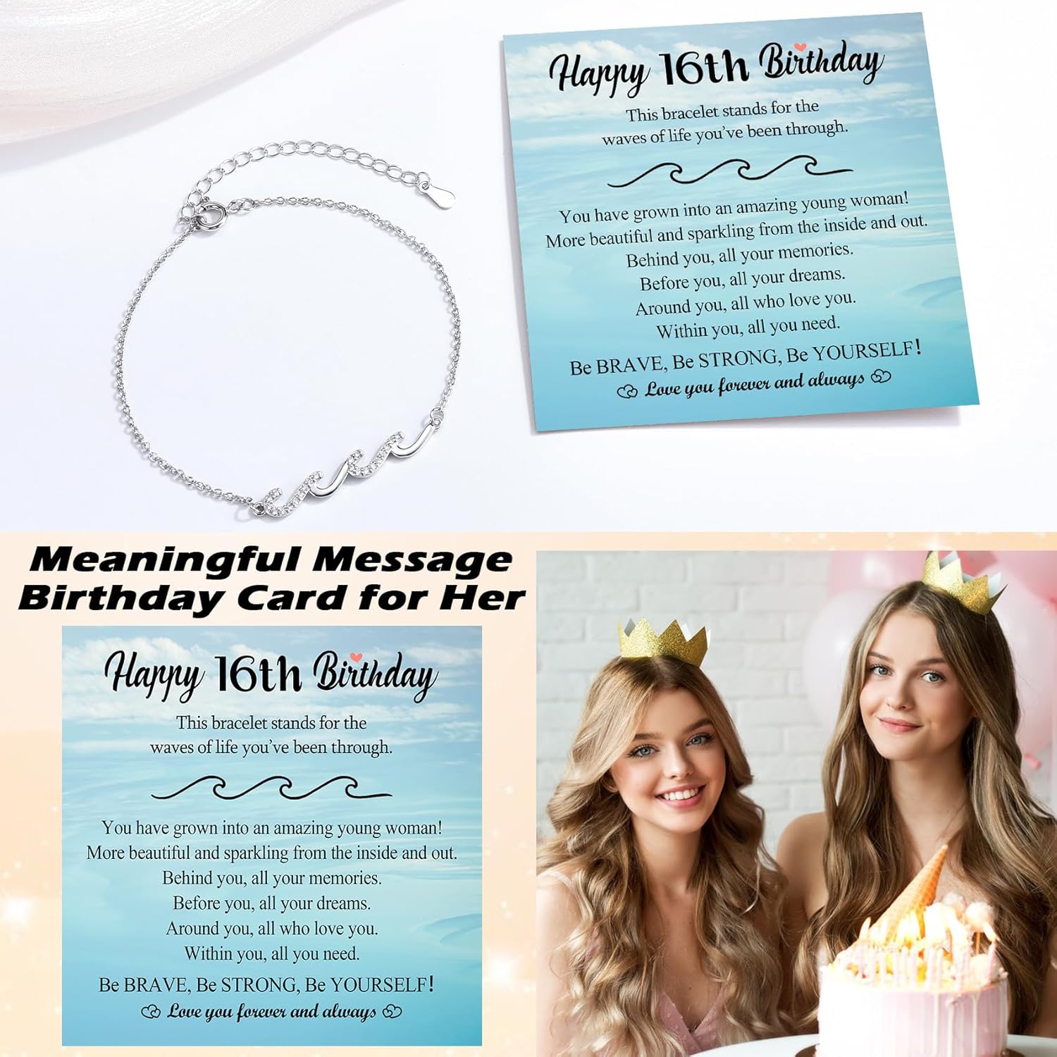 EPIRORA Birthday Gifts for Girls, 10th/11th/12th/13th/14th/15th/16th/17th/18th/19th/20th/21st Birthday Decorations Gifts Ideas, Silver Wave Bracelets for Daughter Sister Granddaughter Niece Friend - Image 2