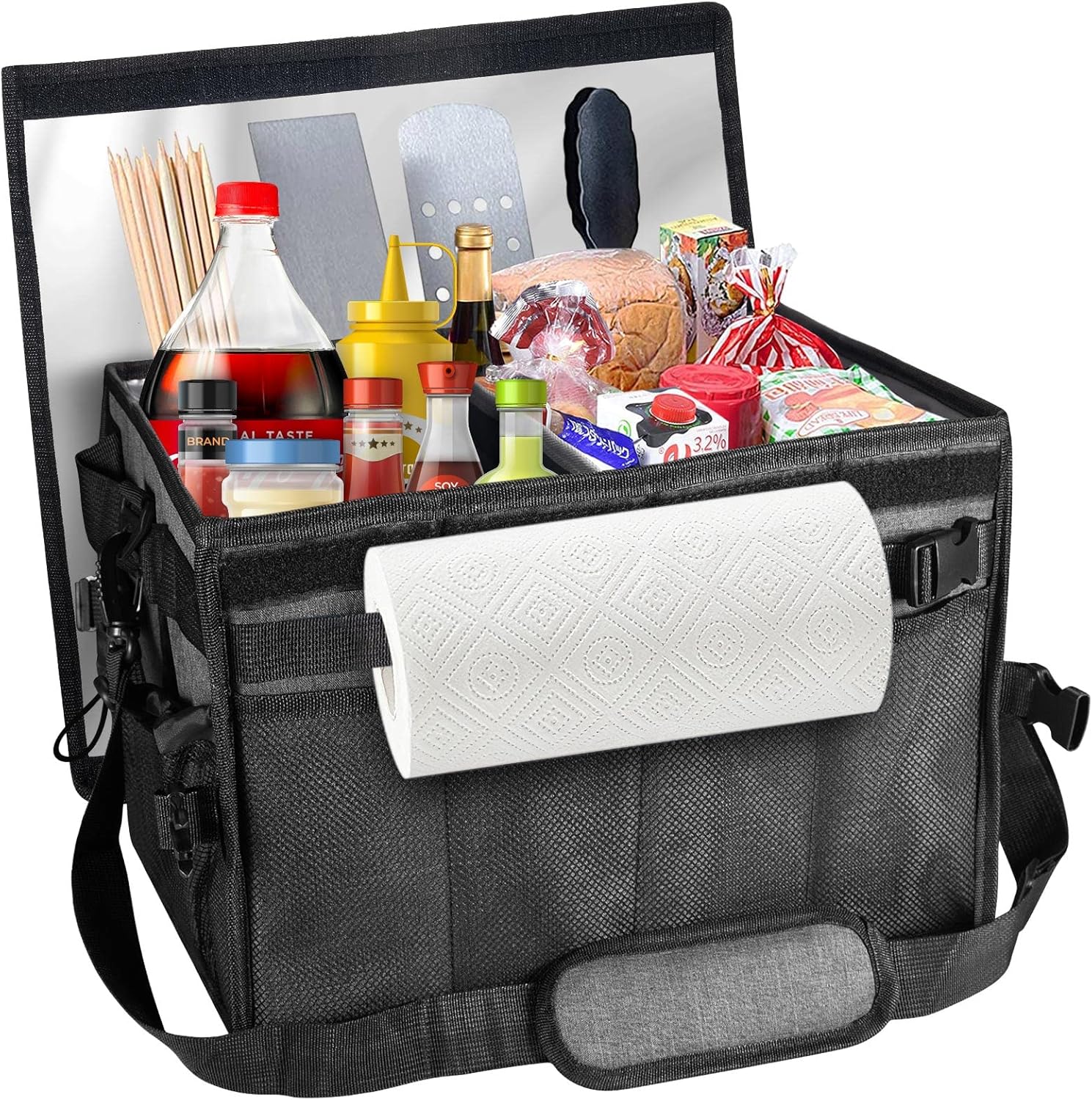 Jahy2Tech Large Grill Utensil Caddy with Cover&Paper Towel