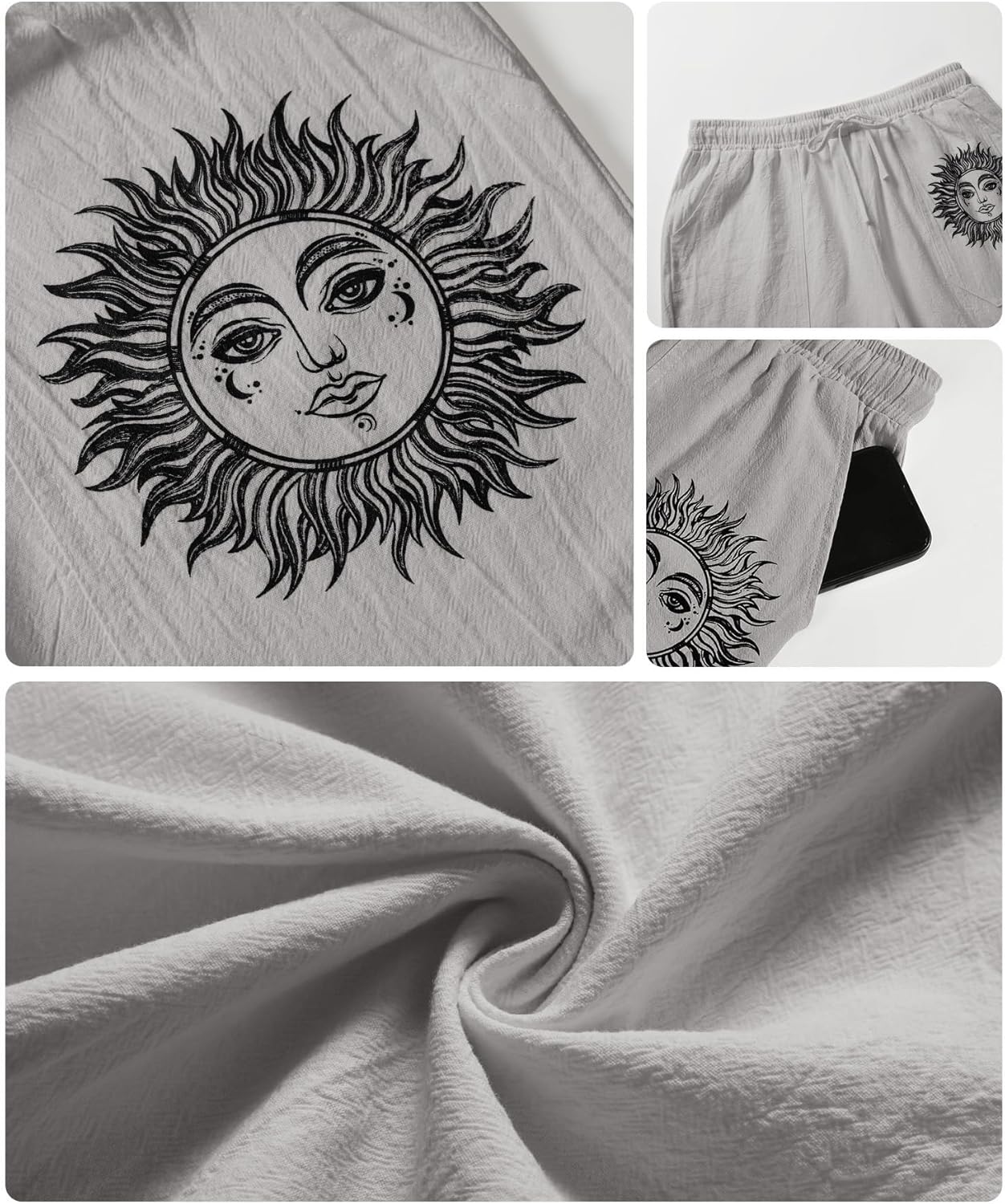 Puimentiua Casual Mens Linen Shorts Lightweight Elastic Waist Summer Beach Shorts - Image 6