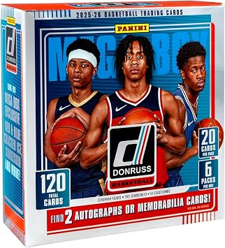 2025-26 Panini Donruss Basketball Retail Mega Box, 120 Cards, 6 Packs, Autographs, Memorabilia, Rated Rookies, Parallels & Inserts