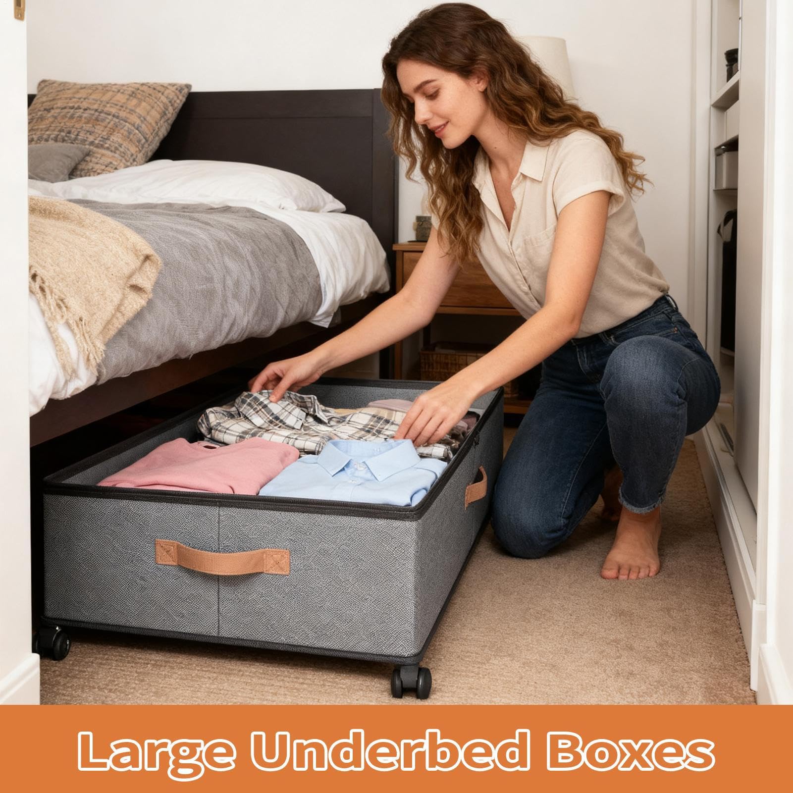 Contenitore Per Sotto Il Grande Organizzatore Con Coperchio | Contenitori Sotto Il Con Ruote Per Scarpe Vestiti Lenzuola Giochi Coperte Biancheria Camera Soggiorno Dormitorio