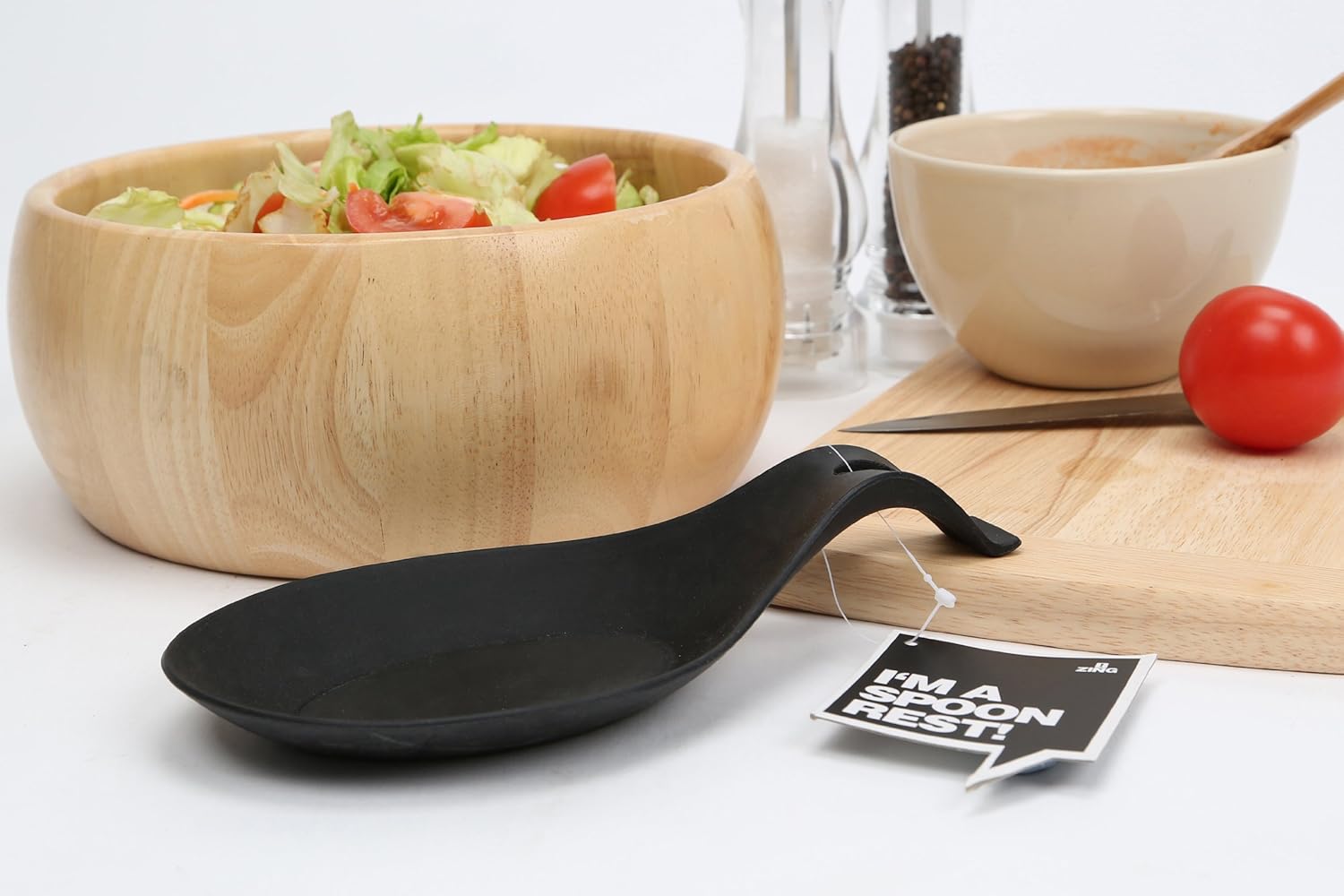 Premier Housewares Zing Silicone Spoon Rest - Black,H3 x W24 x D12cm