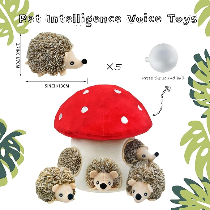 Juguete Interactivo para Perros Escondite con 5 Erizo Squeaky miniatura 3