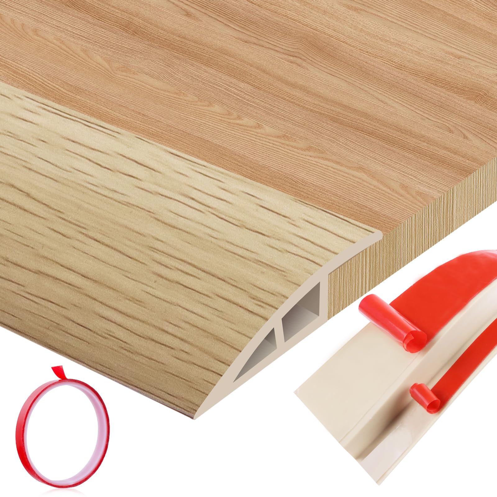 Übergangsprofil Doppelseitig Selbstklebend Türschwellen Leiste, PVC Übergangsleiste Boden zum Verbinden von Bodenfugen und Teppichschwellenübergang, Bodenfliesen