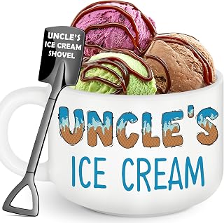 Funny Uncle Christmas Birthday Gift,Best Uncle Ever Gifts from Niece Nephew | Ice Cream Bowl with Shovel Spoon Sets Christmas Thanksgiving Anniversary Present for Him Men Fathers Day,Ice Cream Bowl Gifts