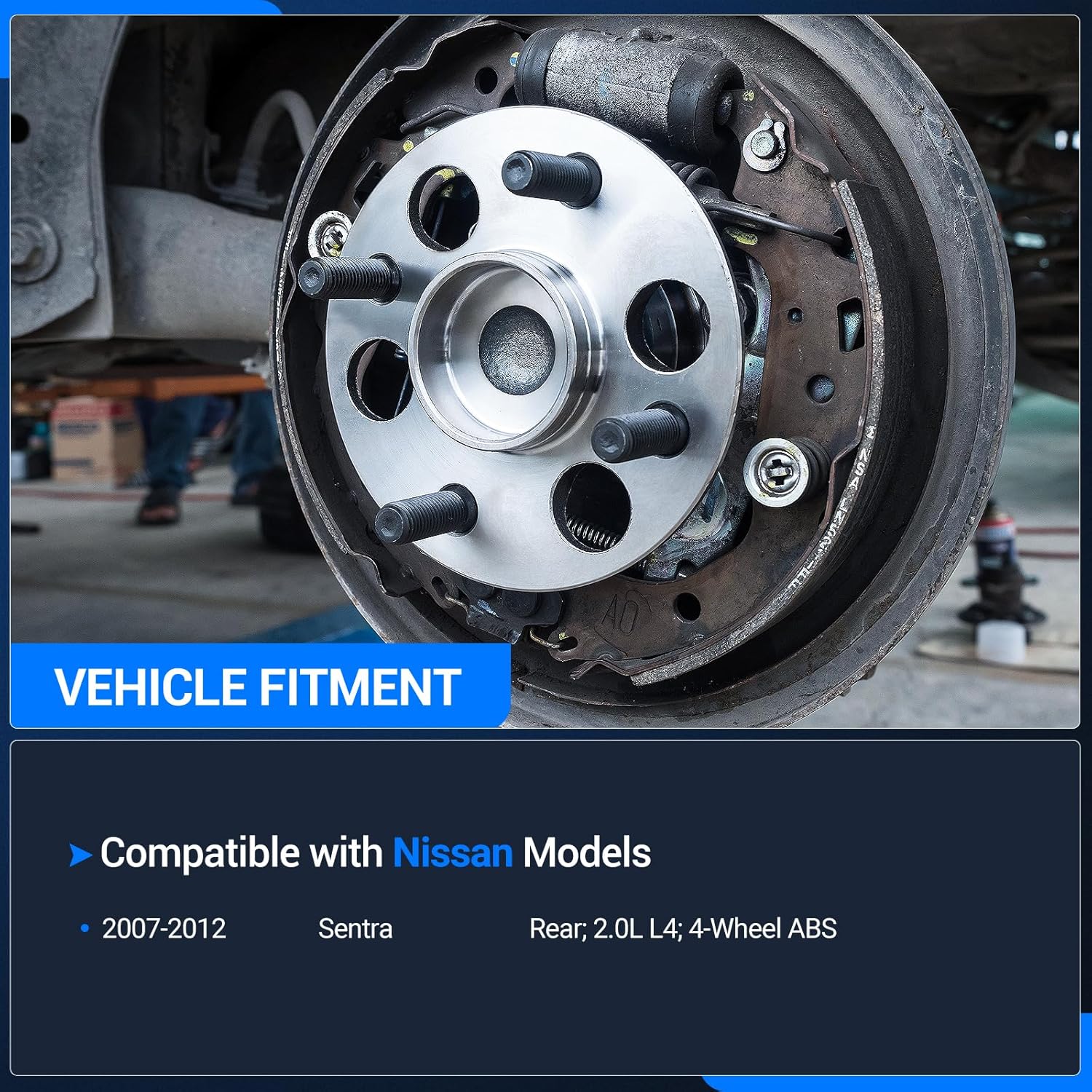 Autoround 512384 Rear Wheel Bearing and Hub Assembly Replacement for 2007-2012 Nissan Sentra 2.0L L4, 4 Lugs w/ABS