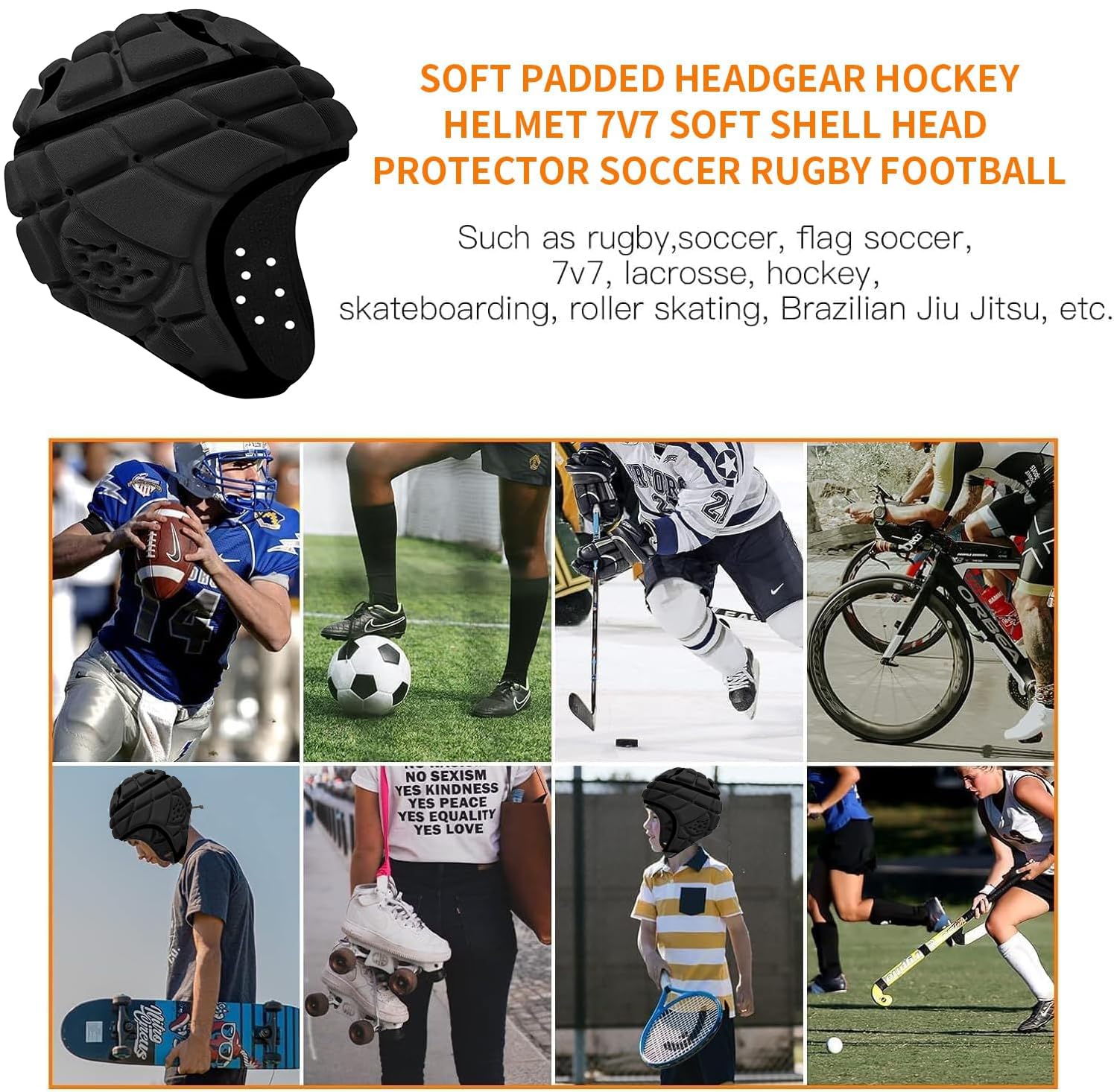 Flaga kask rugby – młodzieżowy 7v7 miękka skorupa ochraniacz głowy regulowany oddychający pianka EVA odporna na uderzenia wyściółka dla dzieci dorosłych piłka nożna hokej piłka nożna