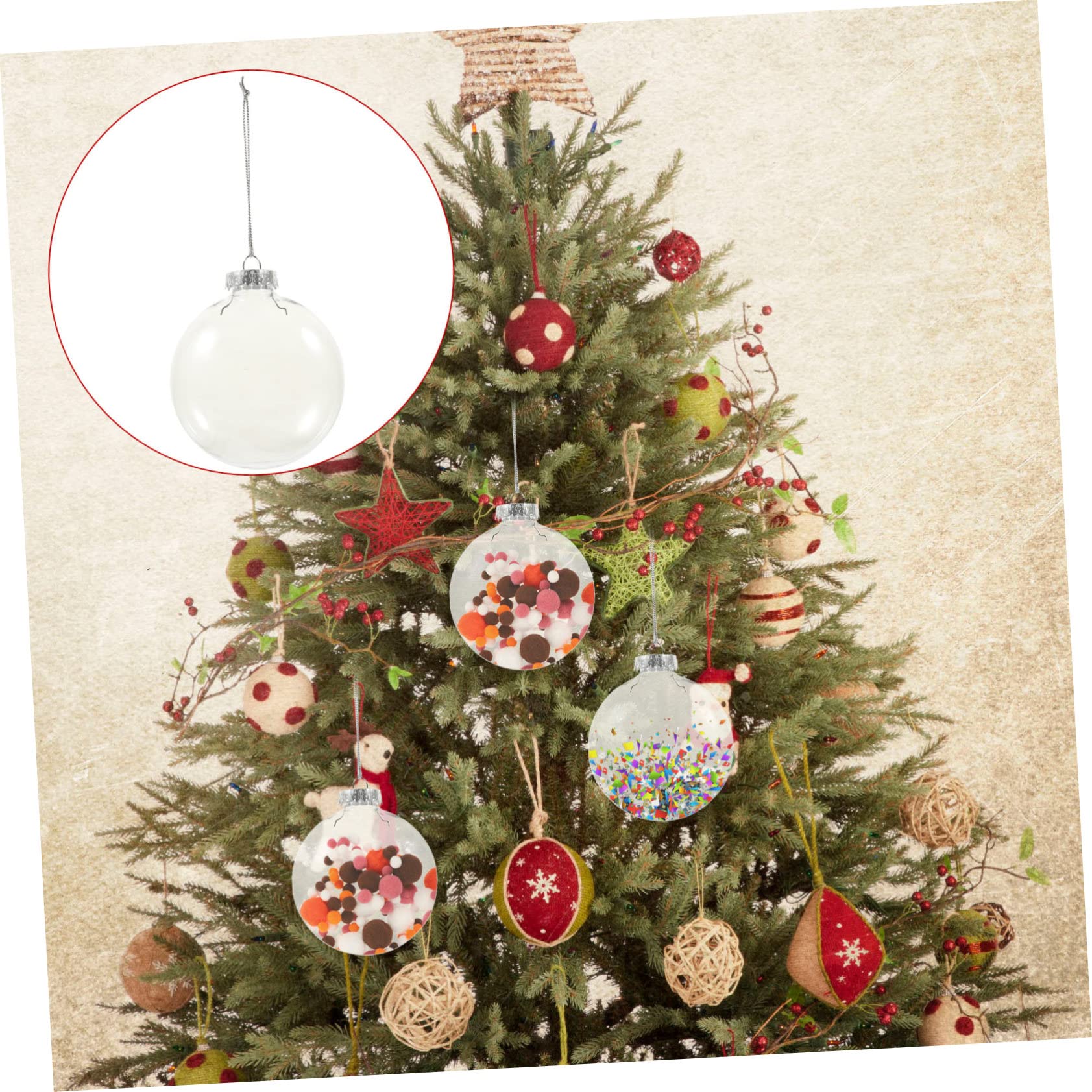 6piezas Transparentes Rellenables para Decoración Navideña Adornos Colgantes para Árbol De Navidad De Personalizables