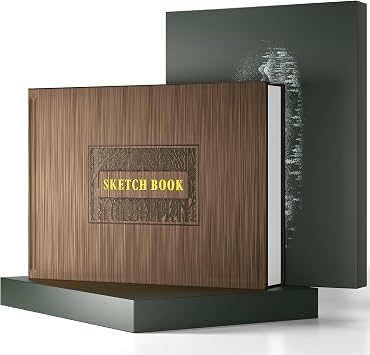 CAGIE Hardcover Sketch Book for Drawing, Mixed Media Sketchbook 120lb/200 GSM, 9" x 12" Lay-Flat Large Sketchbook, Sketch Pad for Artist Drawing, Boxed for Gifts, 60 Sheets/120 Pages, Brown