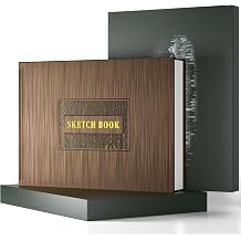 CAGIE Hardcover Sketch Book for Drawing, Mixed Media Sketchbook 120lb/200 GSM, 9" x 12" Lay-Flat Large Sketchbook, Sketch Pad for Artist Drawing, Boxed for Gifts, 60 Sheets/120 Pages, Brown