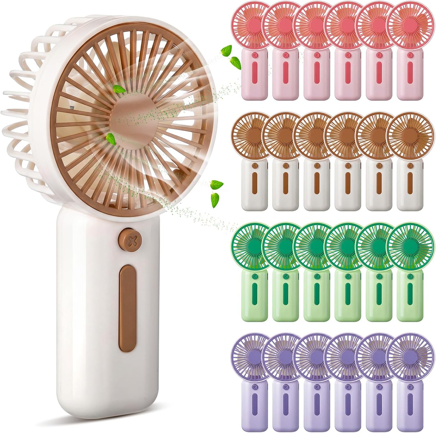 EBOOT 24 Pack Mini Portable Fans Bulk with Foldable Stand, Small Handheld Fan Battery Operated Fan in 4 Assorted Colors for Women Men Travel, Gym, Office, Wedding, Camping, Makeup