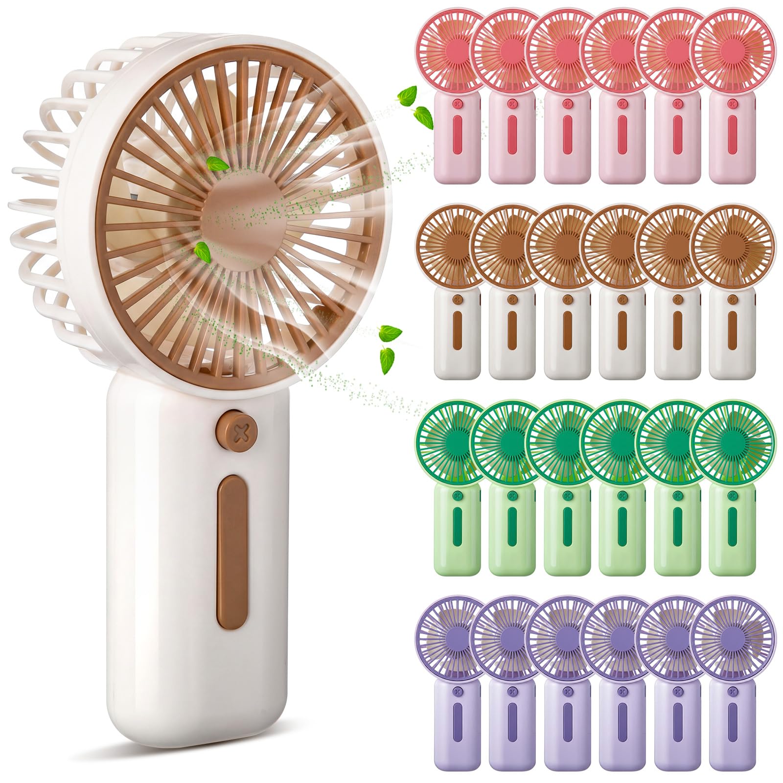 EBOOT 24 Pack Mini Portable Fans Bulk with Foldable Stand, Small Handheld Fan Battery Operated Fan in 4 Assorted Colors for Women Men Travel, Gym, Office, Wedding, Camping, Makeup