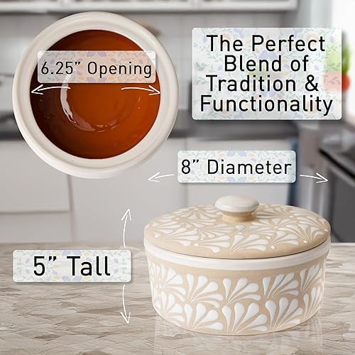 Miniatura 7 de Calentador de tortillas de cerámica, hecho a mano, soporte para tortillas de cerámica mexicana Puebla, mantiene el calor para tacos martes, guisos,