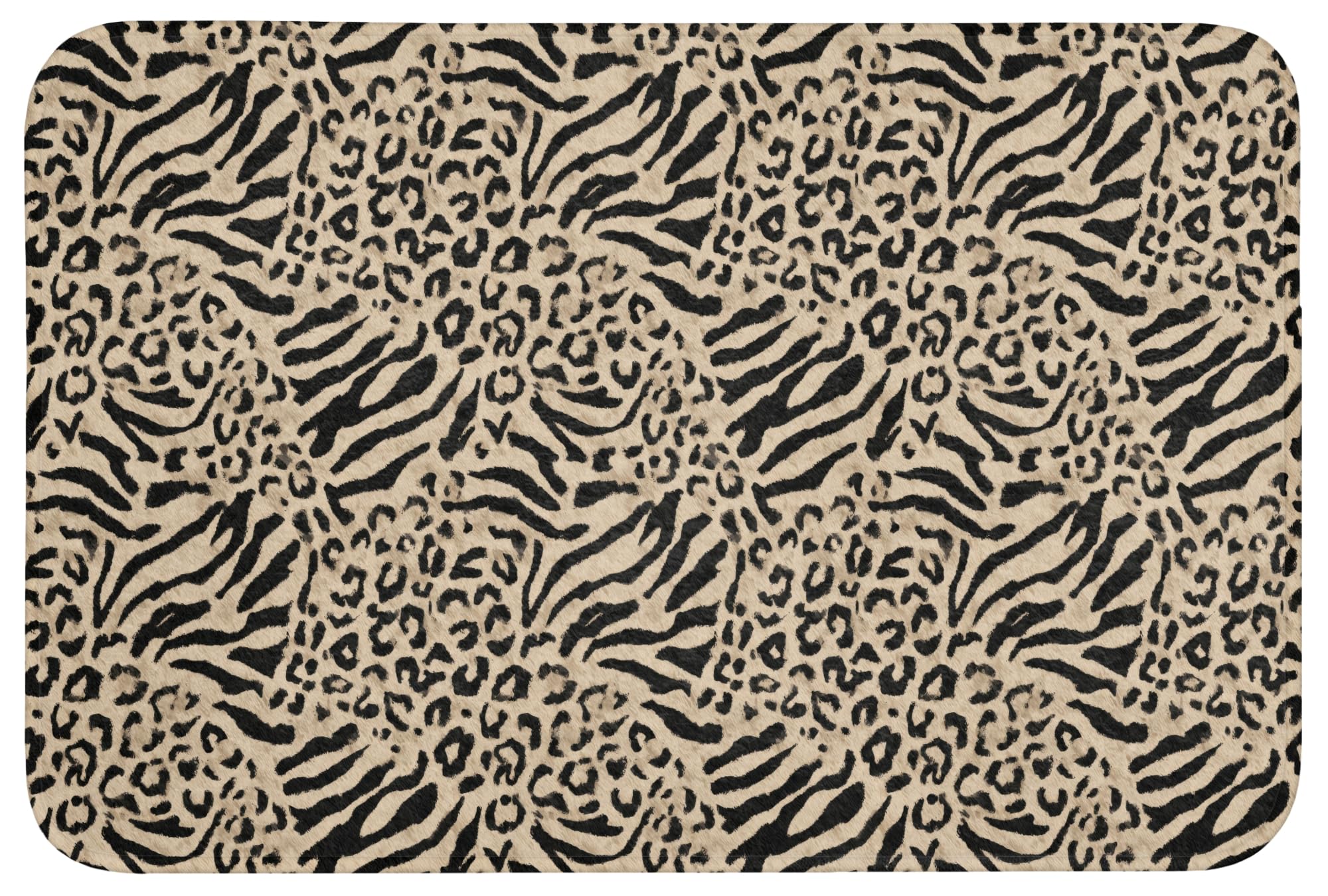 Badematte rutschfest Deko Badezimmer Memoryschaum Badematten | 90x60 cm - Rechteckig - Vorleger Mit Ausschnitt Duschvorleger Waschbar Giraffe - Zebra - Motiv - Braun