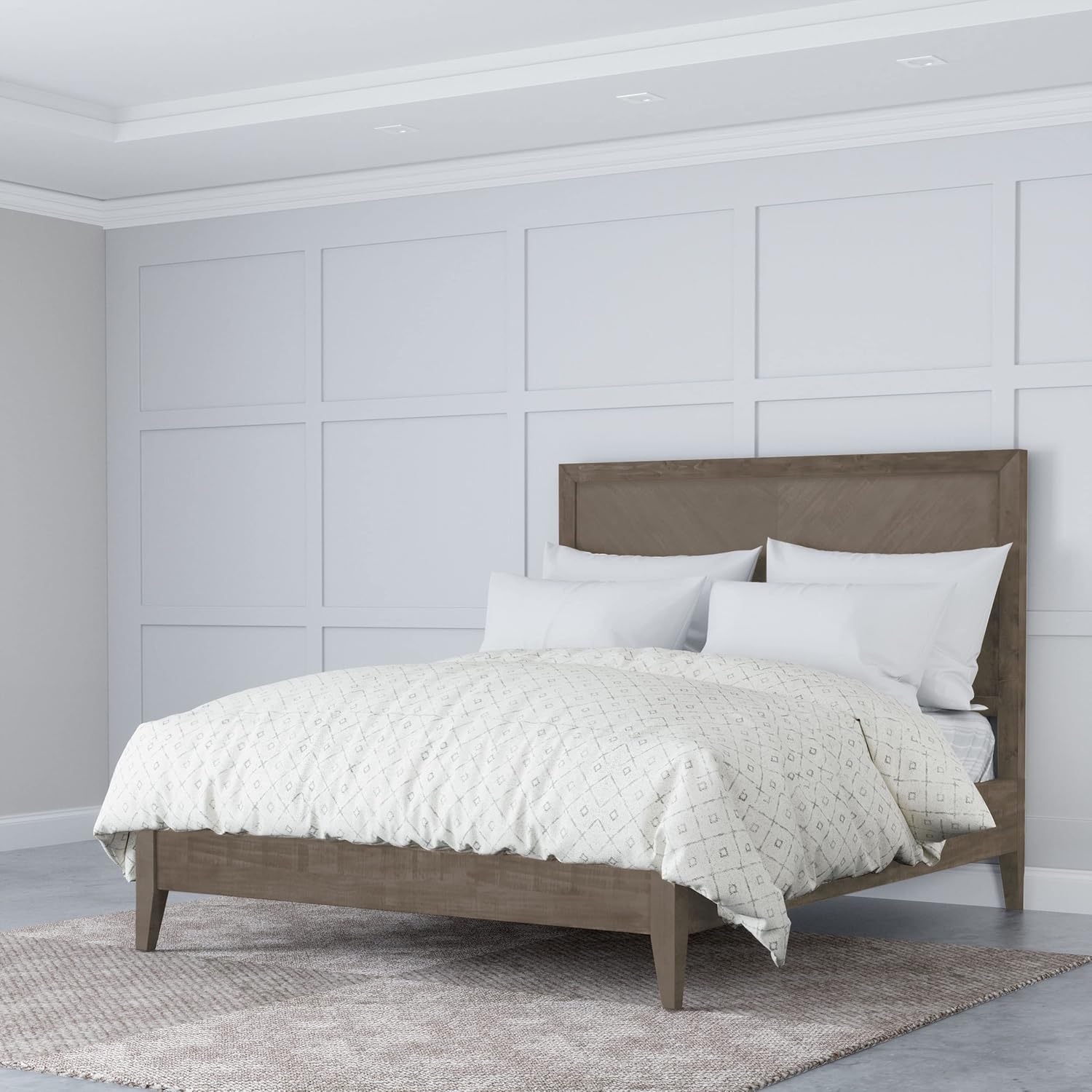 Abbyson Living Retro Wooden Platform Bed, Queen Grey