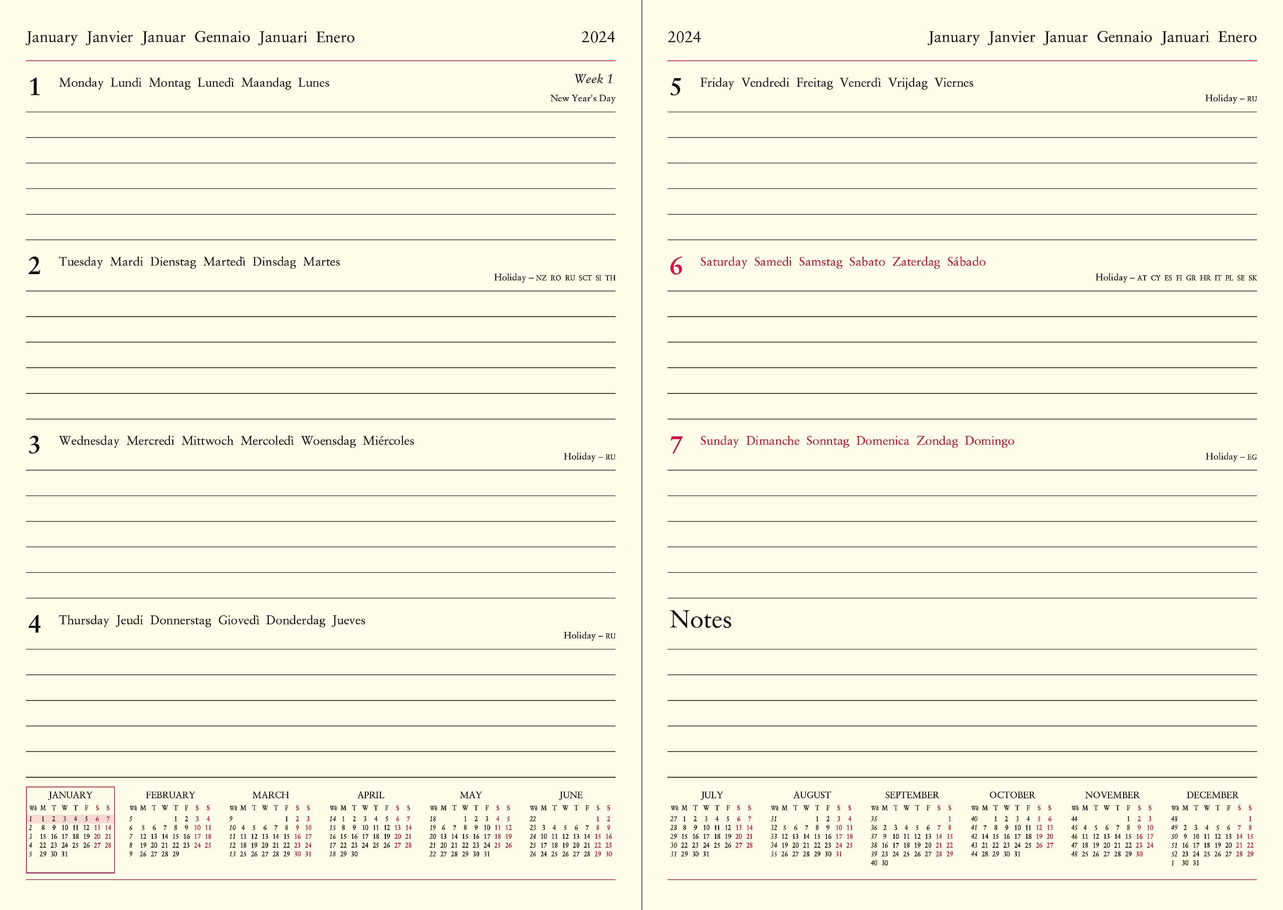 Letts Lecassa 2024 A5 week to view diary - black - Image 2