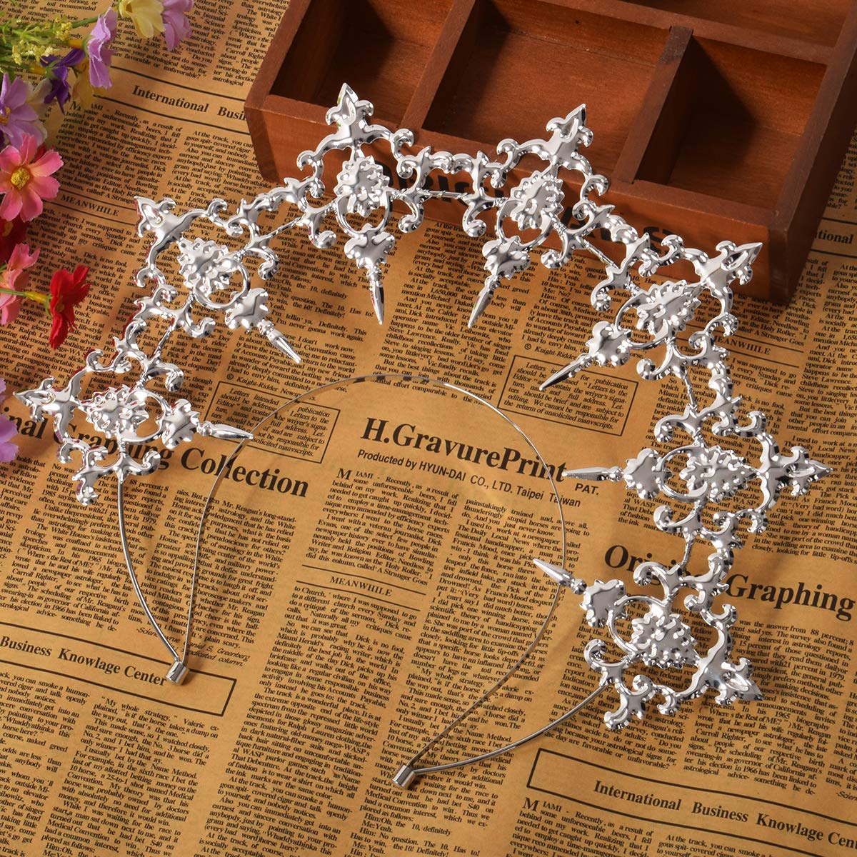 BLESSUME Mary Halo Headband Crown Goddess Women Halloween Costume Headpiece (Silver 1) - Image 4